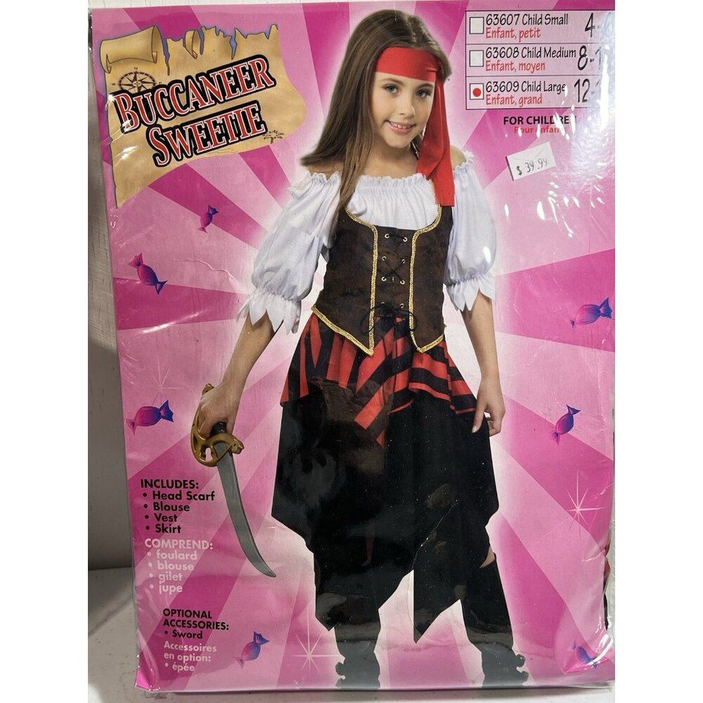 Buccaneer Sweetie Costume Halloween Cosplay Dress Child Large 12-14 Pirate NOS